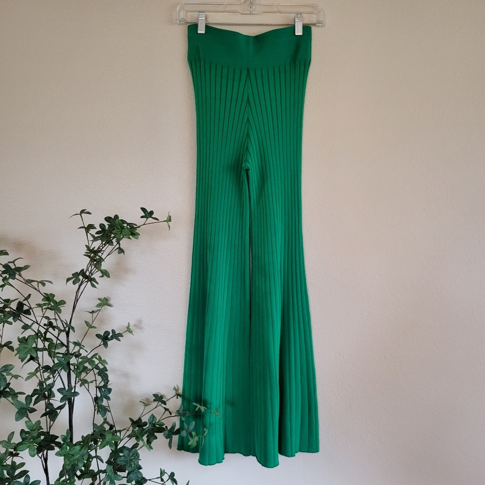 A.L.C. Green Ribbed Flare Astrid Pants sz XS - Picture 4 of 7